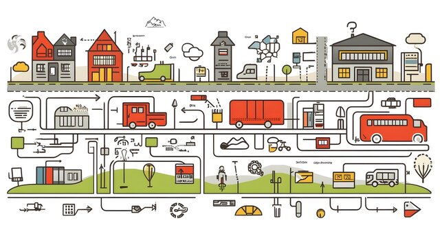 Urban infrastructure development plans city landscape infographic art modern environment aerial view conceptual design