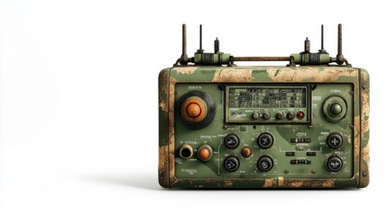 Fototapeta premium Vintage Military Radio Communication Receiver and Transmitter Device