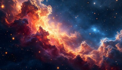 Fototapeta premium Cosmic galaxy background with vibrant nebula clouds, twinkling stars, and a deep space feel.