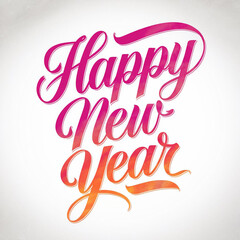 A pink and orange sign that says Happy New Year Illustration with Typography Letter
