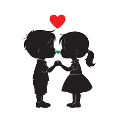 Cute couple vector silhouette