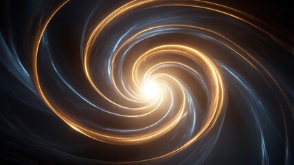Golden and Blue Swirling Light Abstract Design