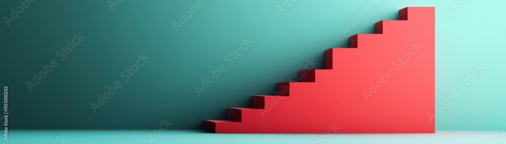 Poster A steep red graph falling into a geometric abyss, abstract minimalism, gradient red tones, clean vector lines