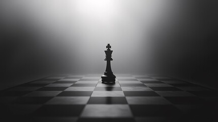Strategic Moves on a Matte Monochrome Chessboard A Minimalist Perspective in a Contemplative Environment