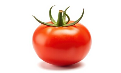 Fresh ripe red tomato on white background