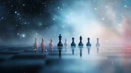 Fototapeta premium Strategic Moves in Chess An Artistic Representation of Abs and Pawns Contemporary Setting Mixed Media Dynamic Perspective