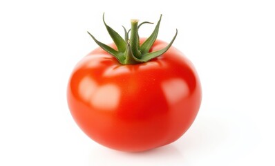 Fresh red tomato on white background