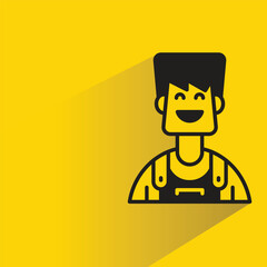 male character with shadow on yellow background