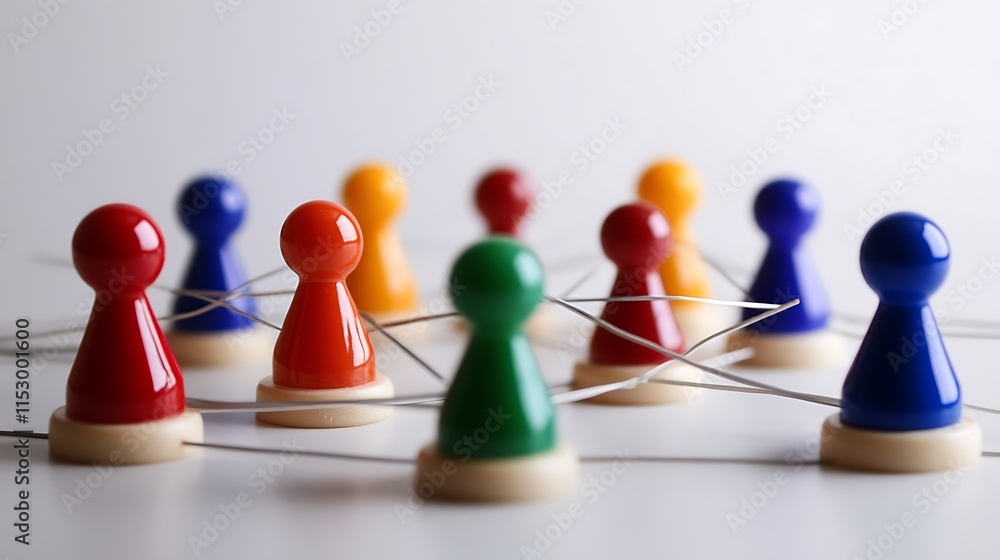 Poster abstract image representing networking collaboration through interconnected game pieces
