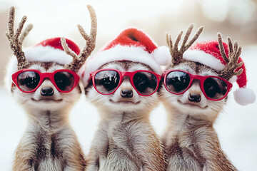 Festive Meerkats in Sunglasses