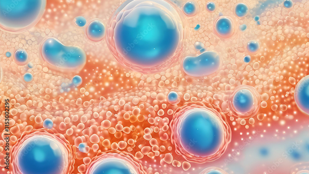 Poster abstract vector representation of fluid particle movement, highlighting advancements in nano medical