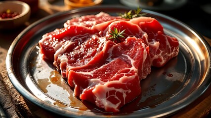 Fresh, raw meats, ready for your aerial dining experience.