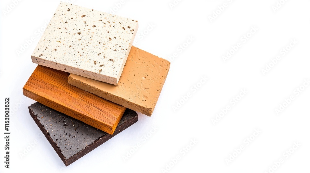 Poster assorted flooring and surface samples displayed in abstract composition