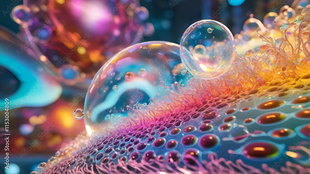 Aufkleber abstract vector representation of fluid particle dynamics, focusing on nanomedical technology