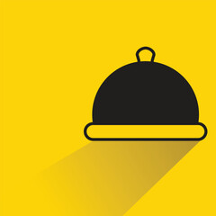 food bowl icon with shadow on yellow background