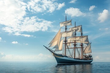 A majestic sailing ship gliding through calm waters.