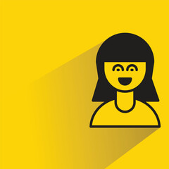 girl student with shadow on yellow background