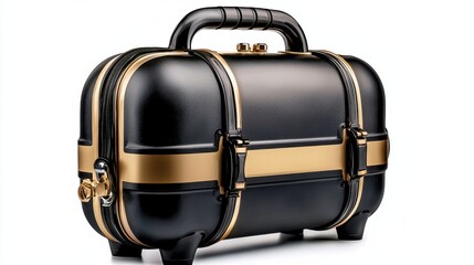 Elegant Black and Gold Leather Briefcase for Sophisticated Business Travel