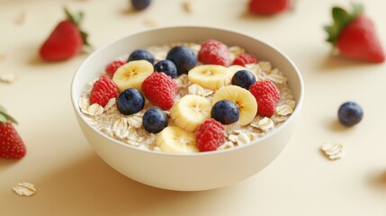 Healthy breakfast bowl with fruits kitchen food photography bright aesthetic