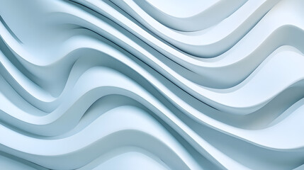 Obraz premium Abstract Minimalist Landscape of Layered White Waves, Softly Lit with a Gradient Sky, Creating a Tranquil and Modern Feel,
