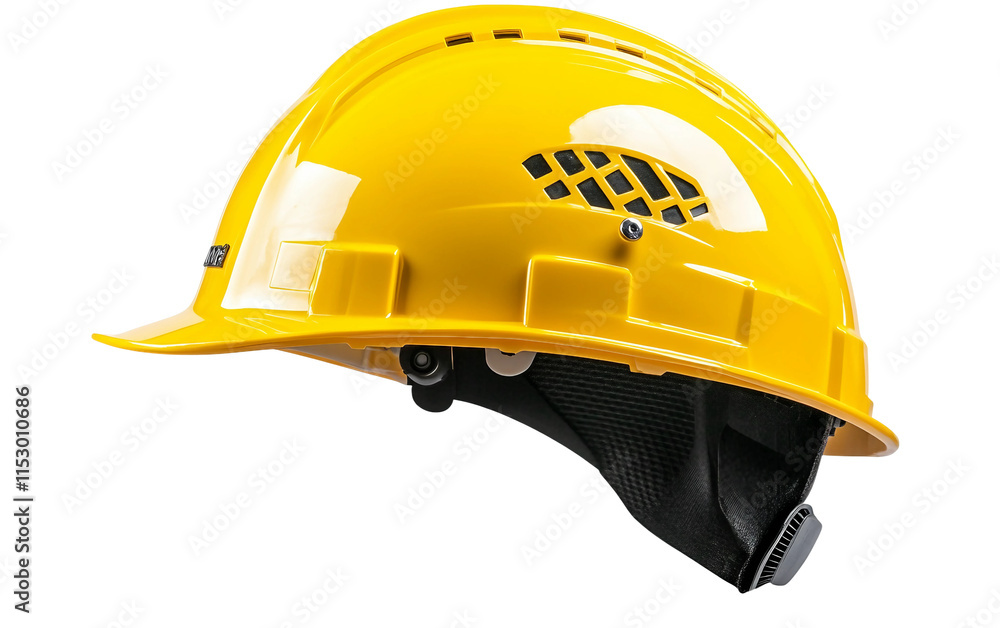 Wall mural hard hat safety helmet in yellow isolated on transparent background