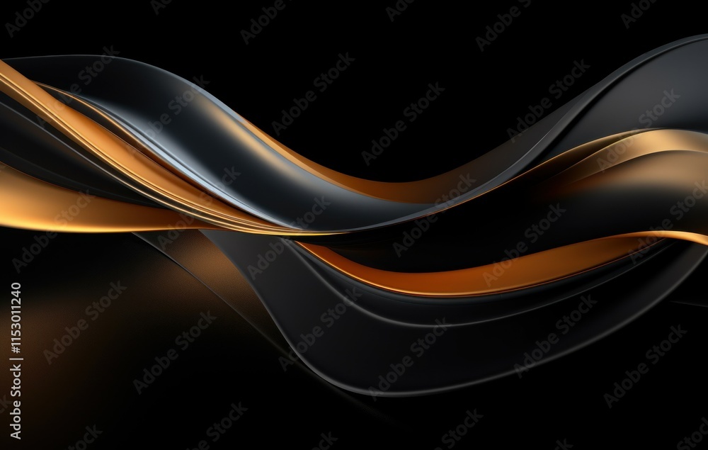 Aufkleber elegant flow of curves in black and gold with smooth gradient textures and artistic composition for 