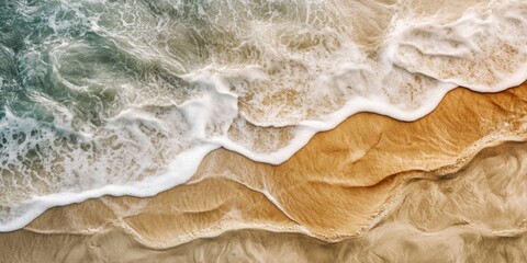 Close up view of wet sand showcasing textures, colors, and patterns found on the beach, emphasizing the unique beauty of wet sand in a coastal environment.