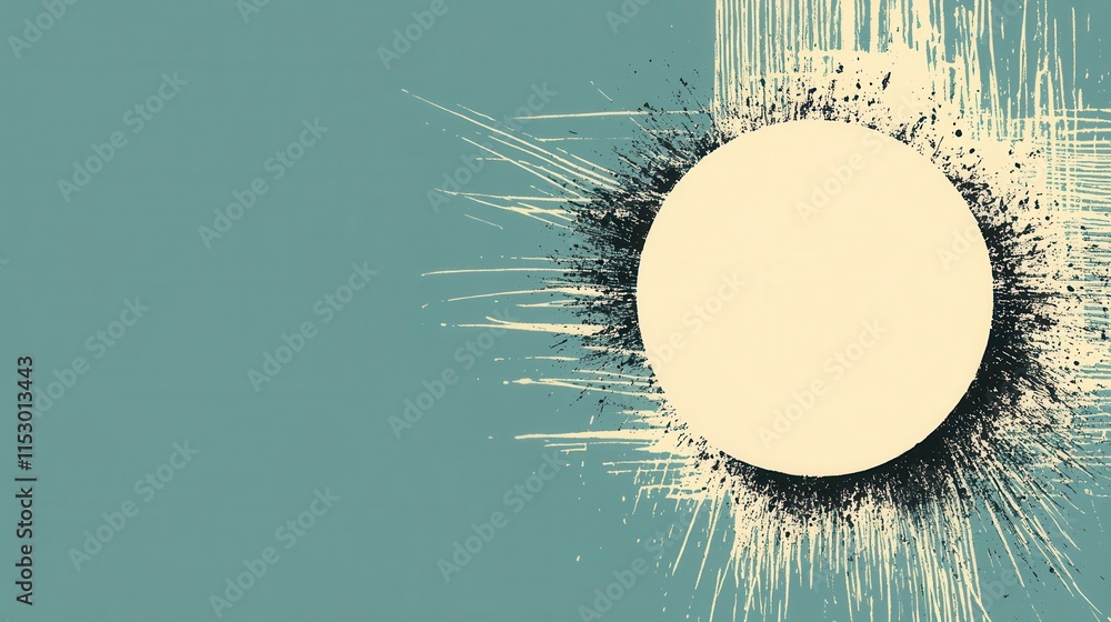 Poster abstract art: grunge texture with circular frame design element for creative projects