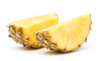 Fresh pineapple slices on white background