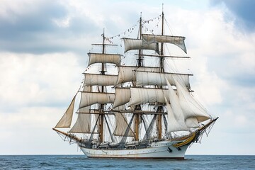 A majestic tall ship sailing on calm waters.