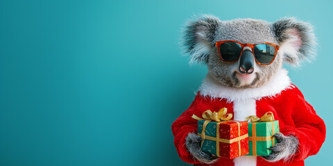 Festive Koala in Sunglasses