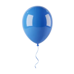 Fotobehang 3d rendering icon blue balloon illustration PNG. cartoon minimal style on transparent isolated background. © drewdrew