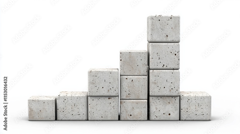 Poster abstract geometric cube blocks in minimalist concrete and stone composition for business or architec