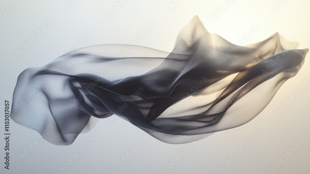 Poster floating black veil dissolving into mist ethereal background abstract art minimalist design dreamy a