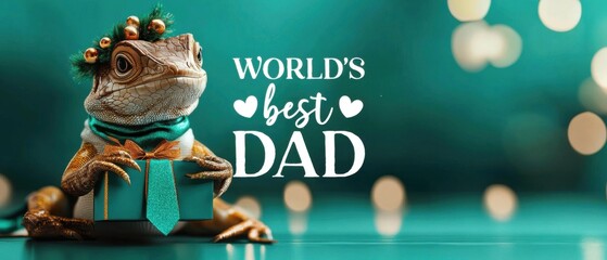 Adorable Lizard Celebrates Fathers Day: Worlds Best Dad