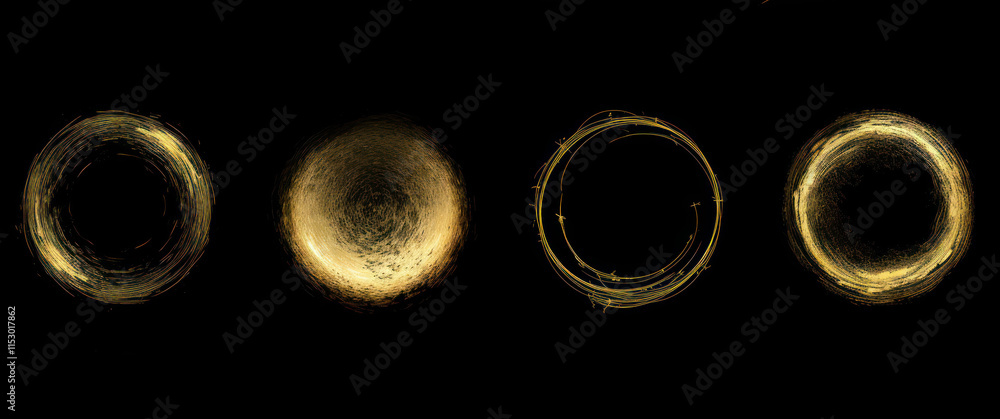 Leinwandbilder abstract golden circles with textured patterns and soft edges showcasing a modern design aesthetic f