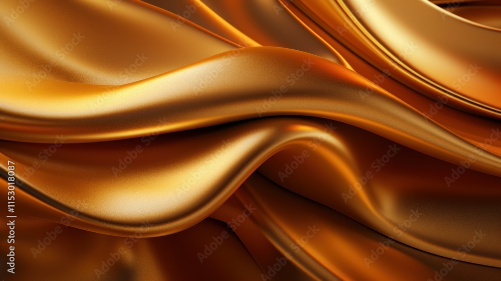 Aufkleber elegant flow of golden satin fabric in soft waves creating a luxurious and opulent background ideal 
