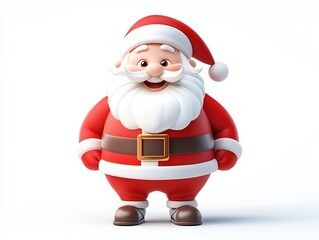 Obraz premium Cheerful Santa Claus Character in Festive Red and White Costume on Simple White Background