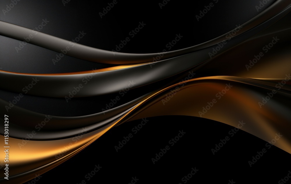 Aufkleber elegant black and gold waves on a smooth background creating a sense of depth and luxury ideal for m