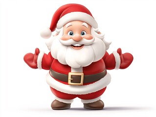 Friendly Cartoon Inspired Santa Claus in Playful Holiday Costume on Plain White Background
