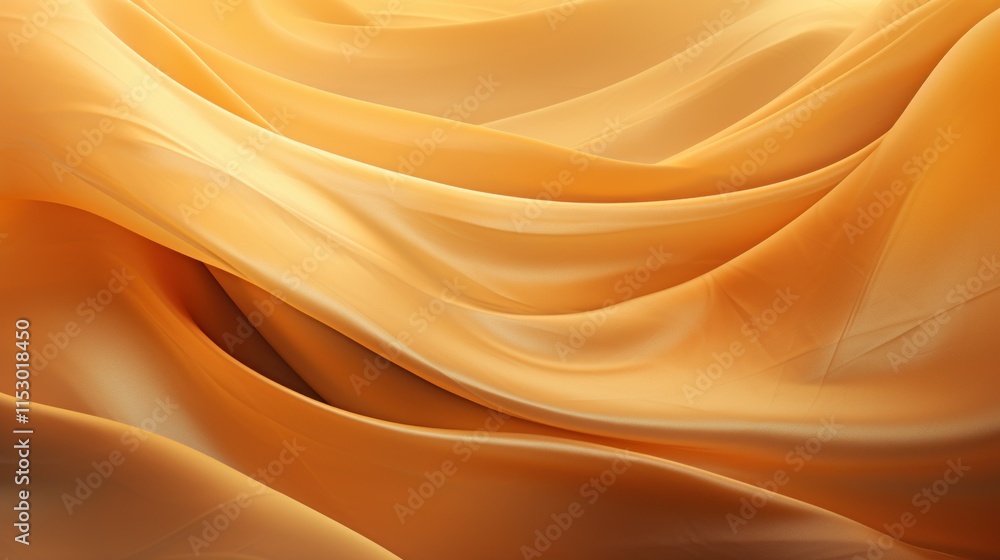 Poster soft and elegant flow of golden satin fabric with gentle curves and waves creating a luxurious and w