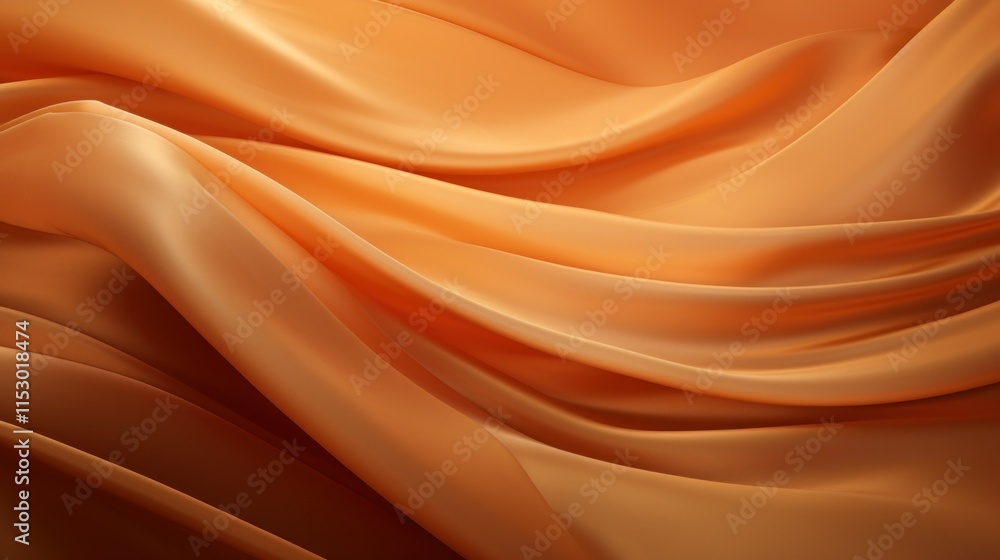 Poster smooth and silky orange fabric draped elegantly with beautiful flowing patterns creating a sense of 