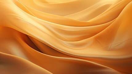 Obraz premium Soft and Elegant Flow of Golden Satin Fabric with Gentle Curves and Waves Creating a Luxurious and Warm Atmosphere for Background or Textile Designs