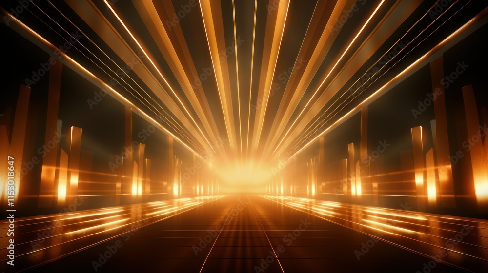 Poster luminous pathway of radiant light beams and striking geometry illuminating a futuristic scene with d
