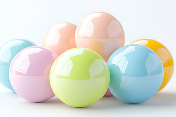 Pastel Colored Spheres Abstract Background Image, Shiny, glossy spheres arranged artfully, creating a vibrant and visually appealing composition.