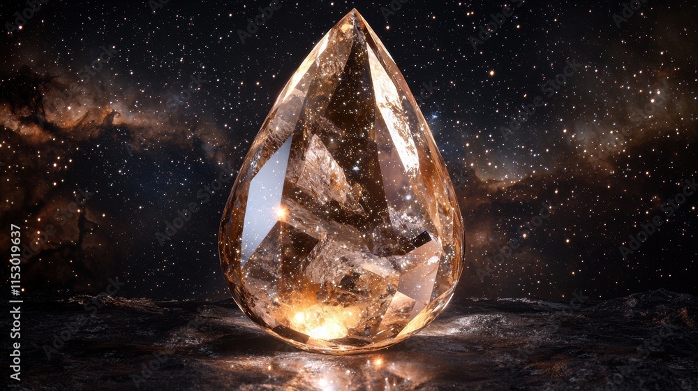Aufkleber cosmic tear drop shimmering stone outer space gemstone celestial environment close-up view mystical 