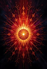 Fototapeta premium Abstract fiery mandala radiating intense light and intricate design