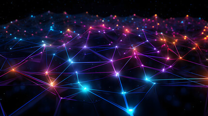 Fototapeta premium Digital color network data flow abstract graphic background