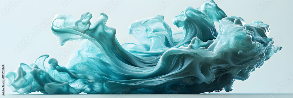 Poster abstract teal fluid swirl, dynamic, ethereal swirls of color create a mesmerizing visual art piece, 