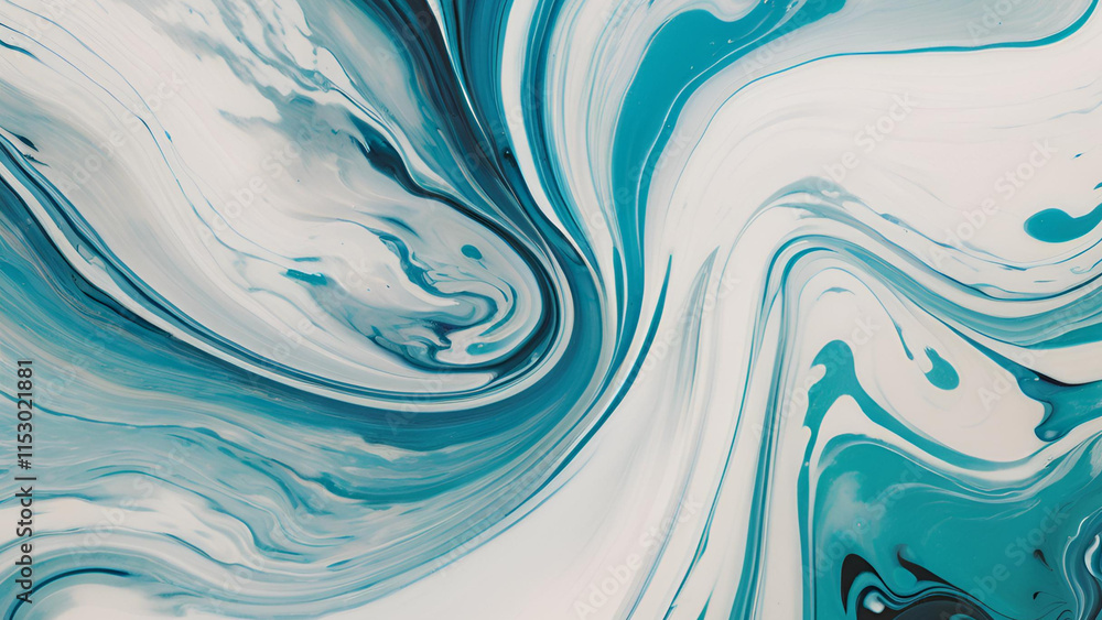 Poster lively marble ink with a spectrum of colors. an abstract blue-patterned marble texture in the backgr